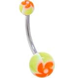 Orange FUNKY FLOWER Belly Button Ring
