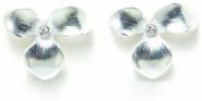 Foxy Originals Delicate Trillium, Crystal Studded Silver Plated "Trinity" Stud Post Earrings