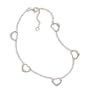 Anklet - Five Open Hearts Rhodium over Sterling Silver