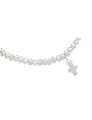 MMA Silver - 13 inch+2 inch Extension Cultured Freshwater Pearl Necklace with Pearl Cross