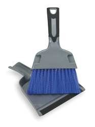 Tough Guy 2ZPC5 Mini Dust Pan With Brush, Silver And Blue