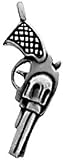 Revolver Handgun Silver Tone Pewter Pendant Necklace
