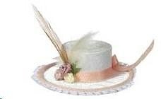Dollhouse Miniature Artisan White Satin Hat with a Feather