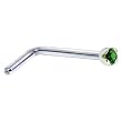 Solid 14KT White Gold 1.5mm Genuine Emerald L-Shaped Nose Ring - 20 Gauge