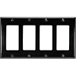 Leviton 80412-E 4-Gang Decora/GFCI Device Decora Wallplate, Standard Size, Thermoset, Device Mount, Black