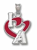 Arizona Diamondbacks 3/4 I Heart A Enamel Pendant - Sterling Silver Jewelry