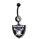 Oakland Raiders PREMIUM Black Anonized NFL Sexy Belly Navel Ring