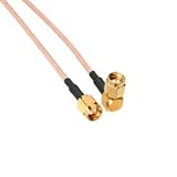 RG188 50 Ohm High Temp Teflon Coaxial Cable - SMA Male to SMA Right Angle Male 3 ft