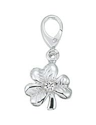 Genuine Zable (TM) Product. 925 Sterling Silver CZ Shamrock Clip-on Bead Charm. 100% Satisfaction Guaranteed.