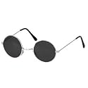 Brille Hippie, runde, schwarze Gläser, Metall