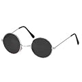 Brille Hippie, runde, schwarze Gl�ser, Metall