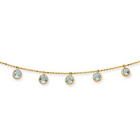 14K Aquamarine Necklace - 18 Inch - Spring Ring by JewelryWeb