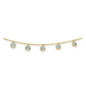 14K Aquamarine Necklace - 18 Inch - Spring Ring by