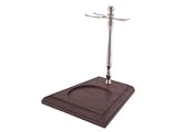 RoyalShave Chrome and Wood Stand for Razor, Brush, and Bowl