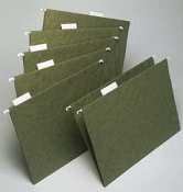 UNV14115 Standard Green Hanging File Folders, Letter Size, 1/5 Cut, 25/Box