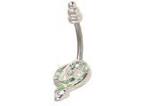 Snake Belly Button Ring with Green Jewels