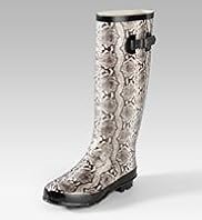 Round Toe Python Print Knee High Wellie Boots