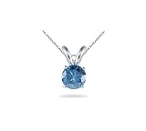 14K white gold 0.50 Carat Treated Blue Diamond Solitaire Pendant