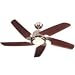 Monte Carlo 5MAR52BSD Manhattan 52-Inch 5-Blade Ceiling Fan with Remote, Light Kit and Mahogany Veneer Blades, Brushed Steel