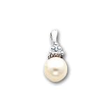 14k White Gold 7mm Pearl AA Diamond pendant