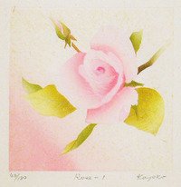 【版画】 ばら - 1　Rose - 1　：宮山　加代子