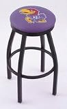 Kansas Jayhawks (L8B2B) 25" Tall Logo Bar Stool by Holland Bar Stool Company (with Single Ring Swivel Black Solid Welded Base)