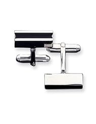 Sterling Silver Black Enameled Cuff Links