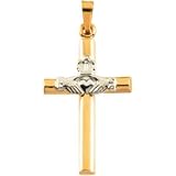 Genuine St. Anton Pendant. 14K Yellow Gold/White Gold Two Tone CladdaG-H Cross Pendant 25.00 x 16.00 mm. 100% Satisfaction Guaranteed.