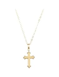 Youth Cross Necklace in 14 Karat Yellow Gold With Chain