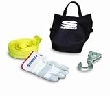 ATV Accessory Kit Incl. 8000 lb. Pulley Block Tree-Saver Strap 2 Steel Bow Shackles Canvas Carry Bag Heavy Duty Leather Gloves