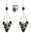Earrings with Ring Silver Garnet Jewelry (erss004)