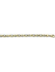 6mm Fancy Two Tone Gold Link Bracelet 8"