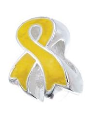 Sterling Silver Yellow Awareness Ribbon Zable Bead BZ1738
