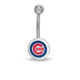 014 Gauge Chicago Cubs Belly Button Ring in Stainless Steel NON-GOLD BODY