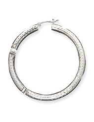 Sterling Silver 4.00mm Diamond-cut Hoop Earrings QE3549"
