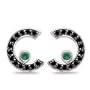 1/2 Ct AA Black Diamond & 0.08 Ct Emerald Earrings in 14K White Gold