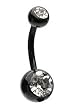 Titanium Belly Ring with Clear CZ