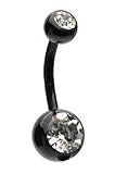 Titanium Belly Ring with Clear CZ