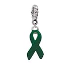 Green Ribbon Silver European Charm Dangle Bead [Jewelry]