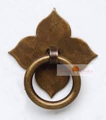 Flower Drawer Handles Knob Pull Brass Hardware Knife coins for Chinese Furniture Cabinet Door Knocker Copper 2 sets