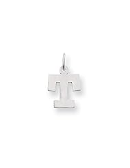 14k White Gold Small Block Initial T Charm