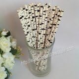 25 Paper Drinking Straws Black White Birch 7.75" Retro Vintage Style Durable