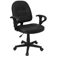 Leather Task Chair with Arms - Black
