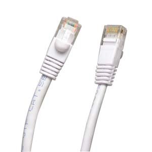 InstallerParts 75Ft Cat 5E Molded Snagless Patch Cable -- White -- Professional Series -- 50 Micron Gold Plated RJ45 Connectors -- Data Network - 100% Bare Copper Wire