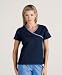 Dickies Women's Everyday Scrubs (EDS) Contrast Mock Wrap Top,Black,Small