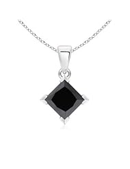 2.4 ct Princess Enhanced Black Diamond Solitaire Pendant Necklace