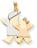 Big Boy Small Girl Charm, Yellow/Pink/White Gold