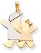 Big Boy Small Girl Charm, Yellow/Pink/White Gold