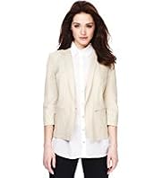 Petite Linen Blend Shawl Collar Jacket