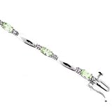 2 5/8 Carat Peridot Diamond 10k White Gold Fashion Link Tennis Bracelet (7") 2 5/8 Carat Peridot Diamond 10k White Gold Fashion Link Tennis Bracelet (7")